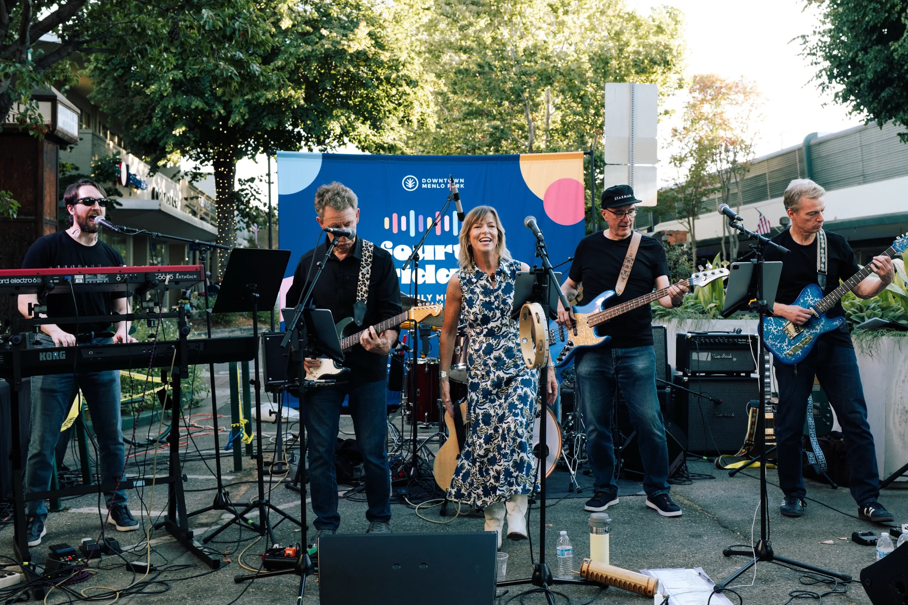 Live band playing at Fourth Fridays on Santa Cruz Avenue
