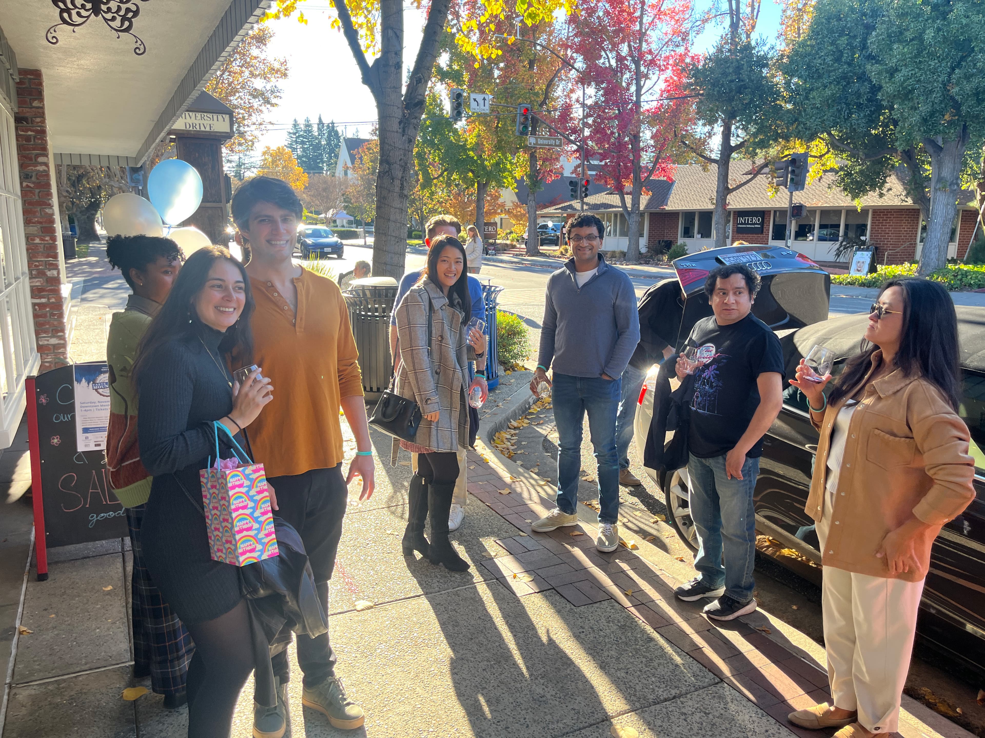Tree-lined Santa Cruz Avenue in downtown Menlo Park